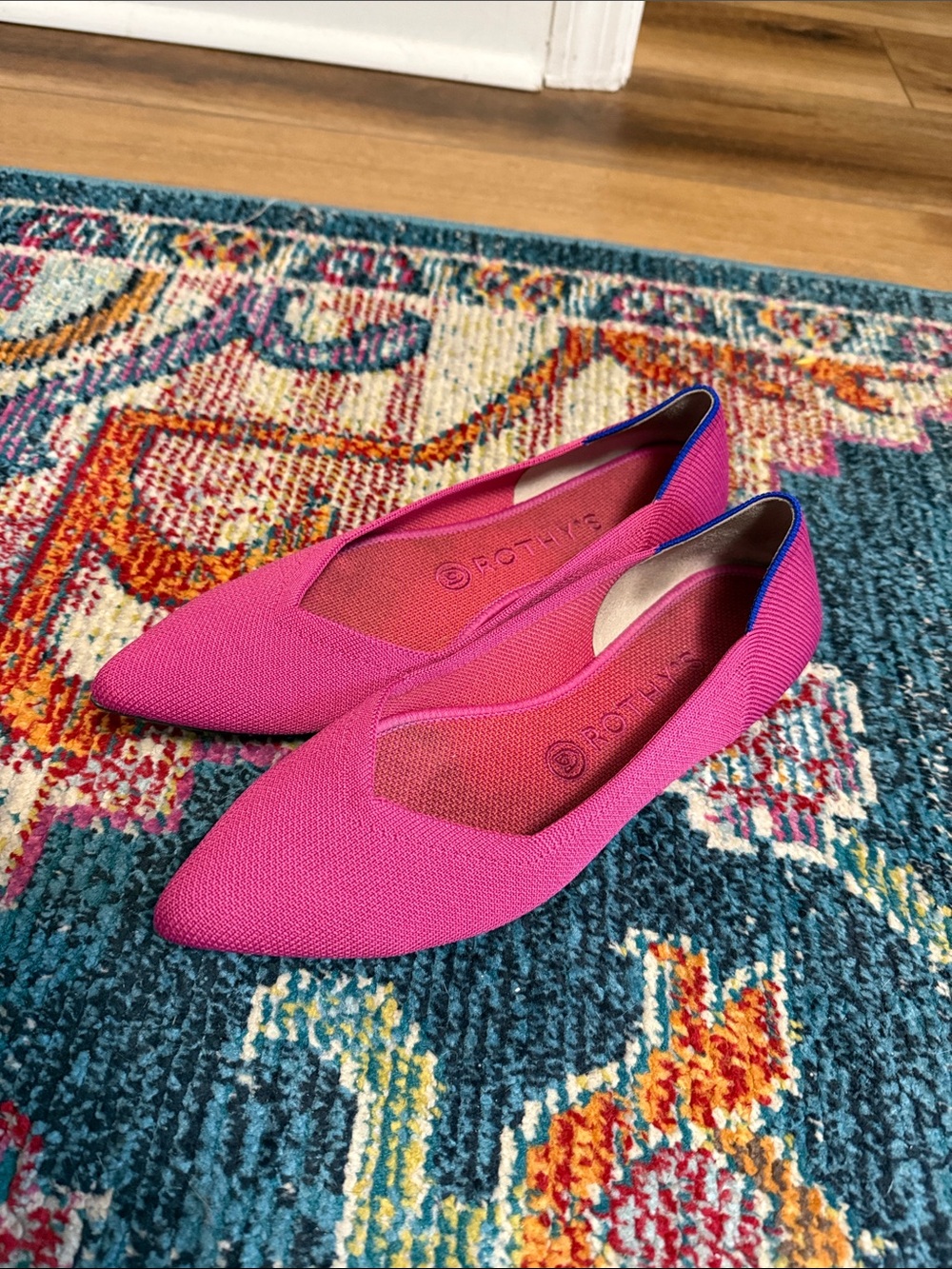 Rothy's Fuchsia Pointed Knit Flats